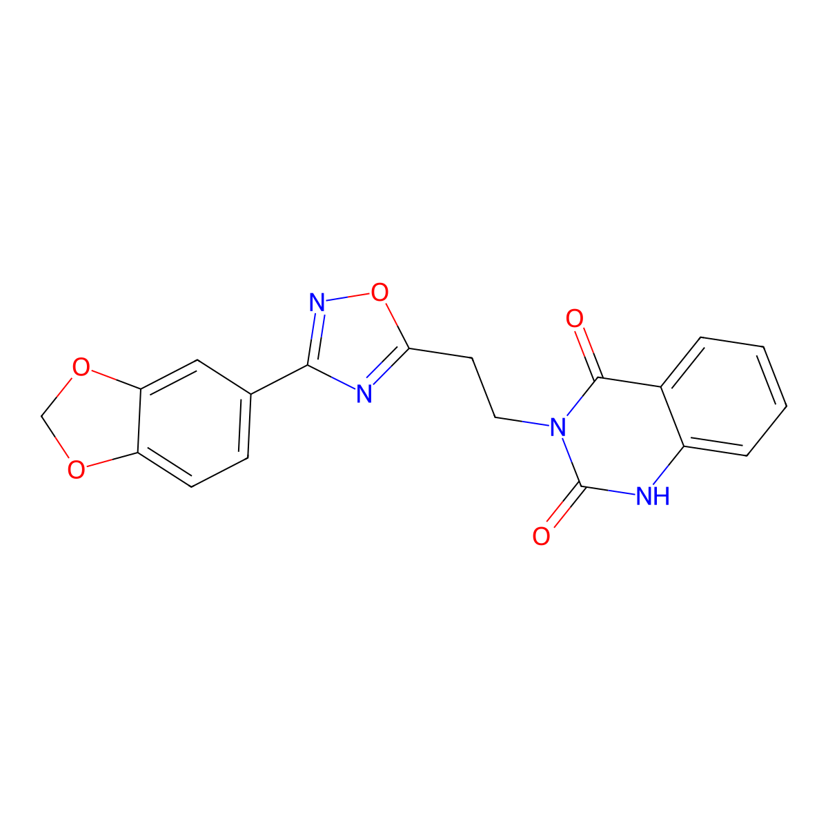 3-(2-(3-(benzo[d][1,3]dioxol-5-yl)-1,2,4-oxadiazol-5-yl)ethyl)quinazoline-2,4(1H,3H)-dione molecular structure, CAS 1031558-21-0