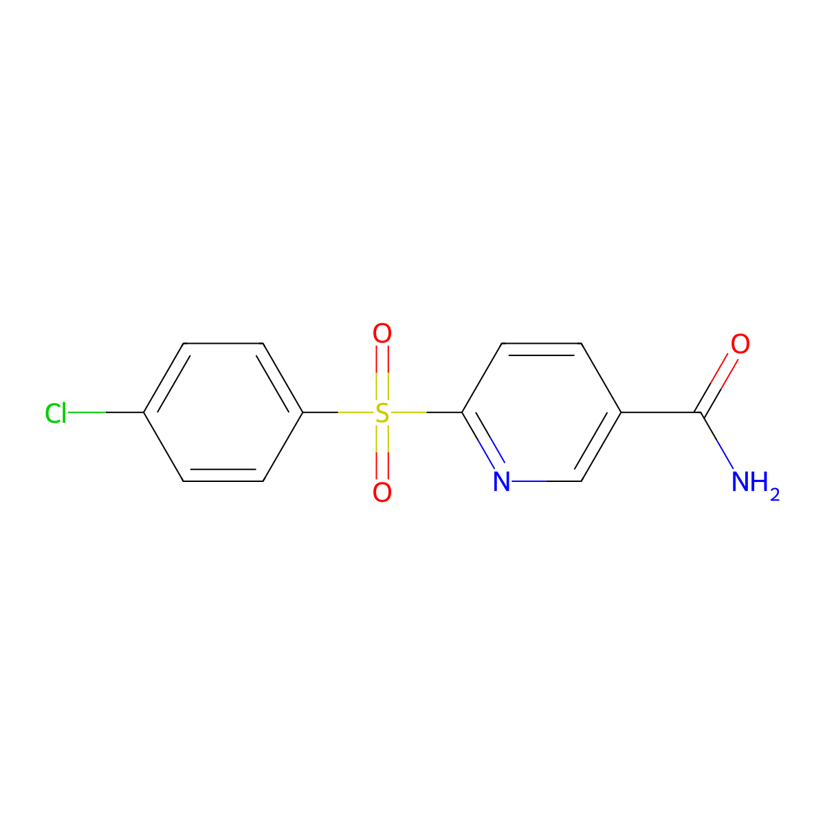6-((4-Chlorophenyl)sulfonyl)nicotinamide molecular structure, CAS 1031559-45-1