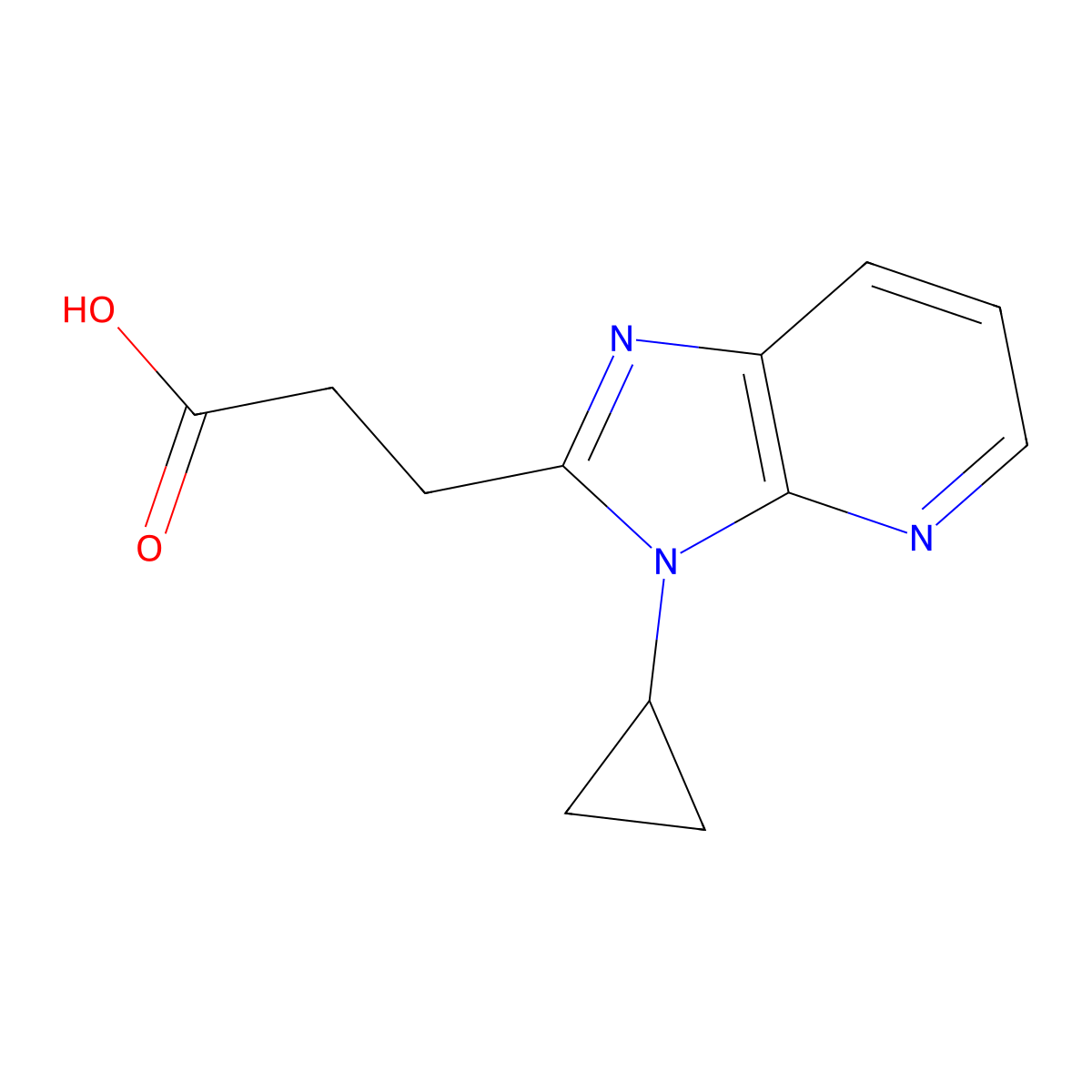 3-(3-cyclopropyl-3H-imidazo[4,5-b]pyridin-2-yl)propanoic acid molecular structure, CAS 1031562-75-0