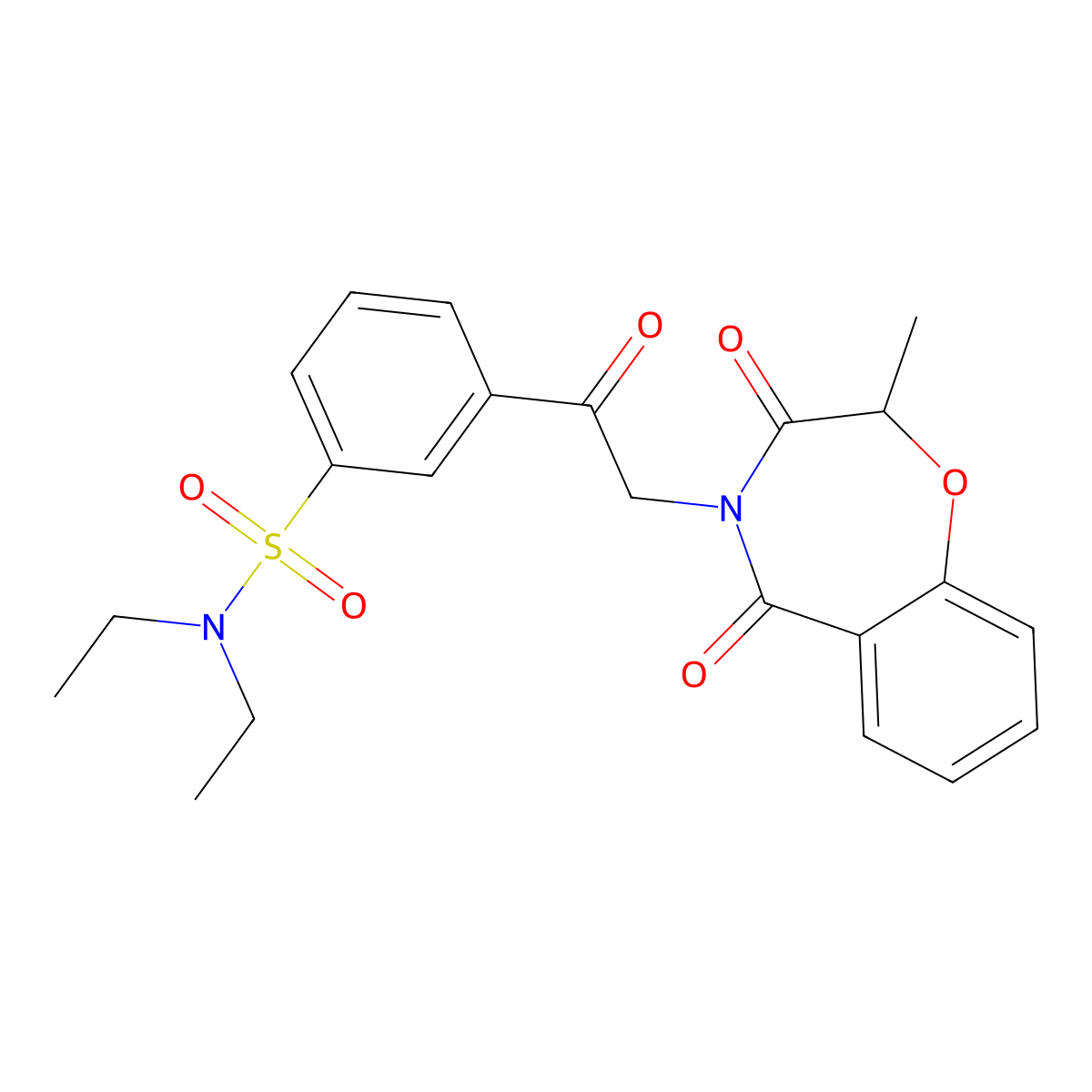 N,N-diethyl-3-[(2-methyl-3,5-dioxo-2,3-dihydro-1,4-benzoxazepin-4(5H)-yl)acetyl]benzenesulfonamide molecular structure, CAS 1031568-45-2