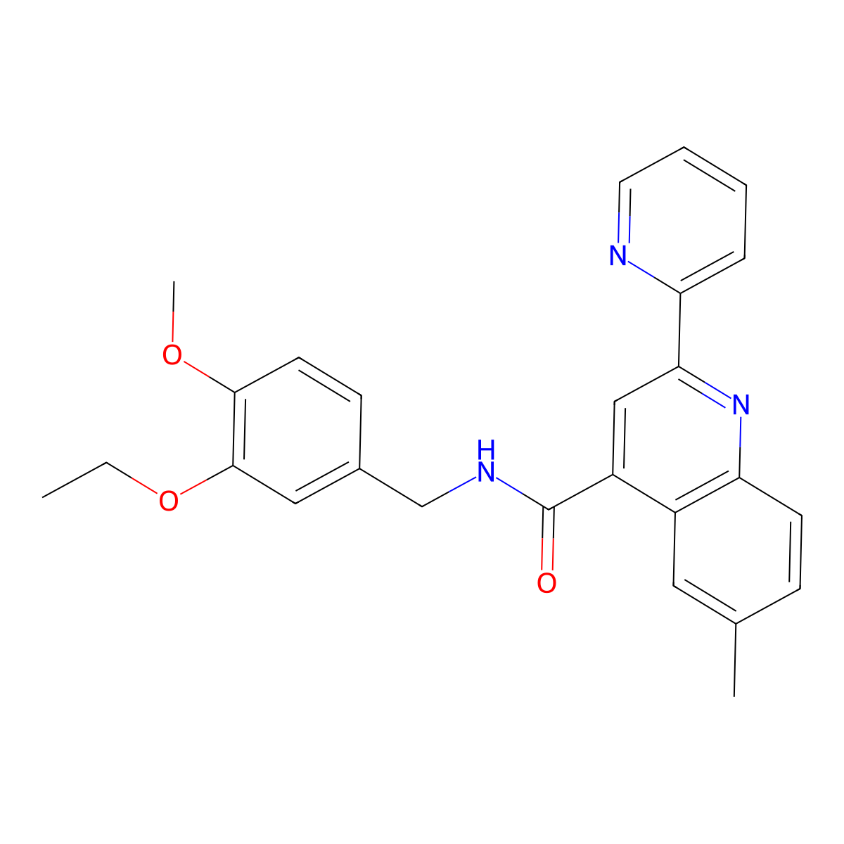 N-[(3-Ethoxy-4-methoxyphenyl)methyl]-6-methyl-2-(pyridin-2-YL)quinoline-4-carboxamide molecular structure, CAS 1031571-86-4