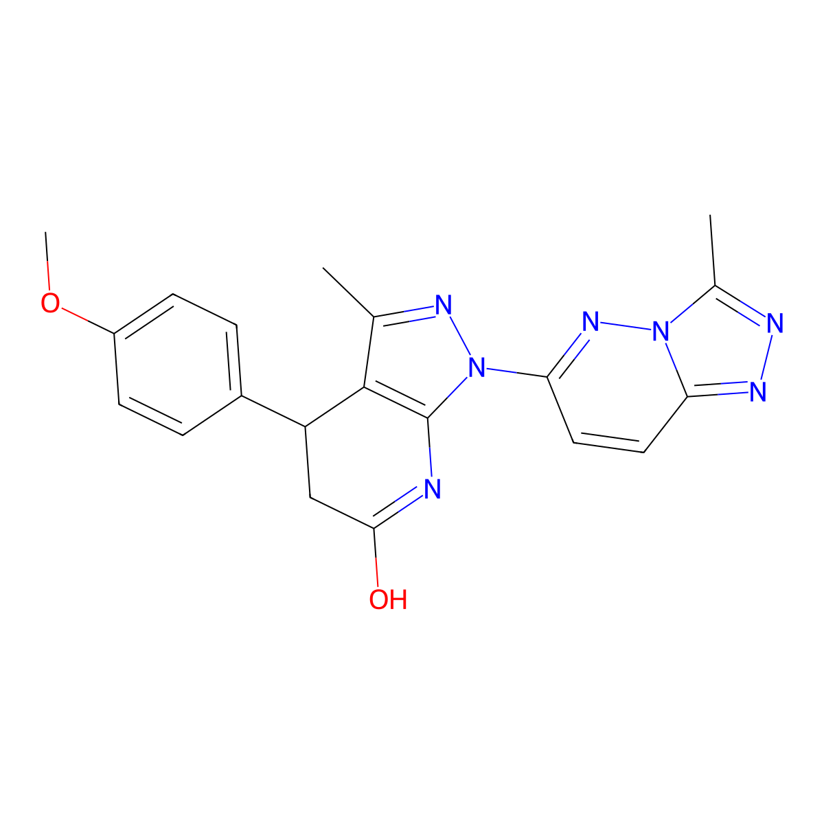 4-(4-methoxyphenyl)-3-methyl-1-(3-methyl-[1,2,4]triazolo[4,3-b]pyridazin-6-yl)-4,5-dihydro-1H-pyrazolo[3,4-b]pyridin-6(7H)-one molecular structure, CAS 1031572-21-0