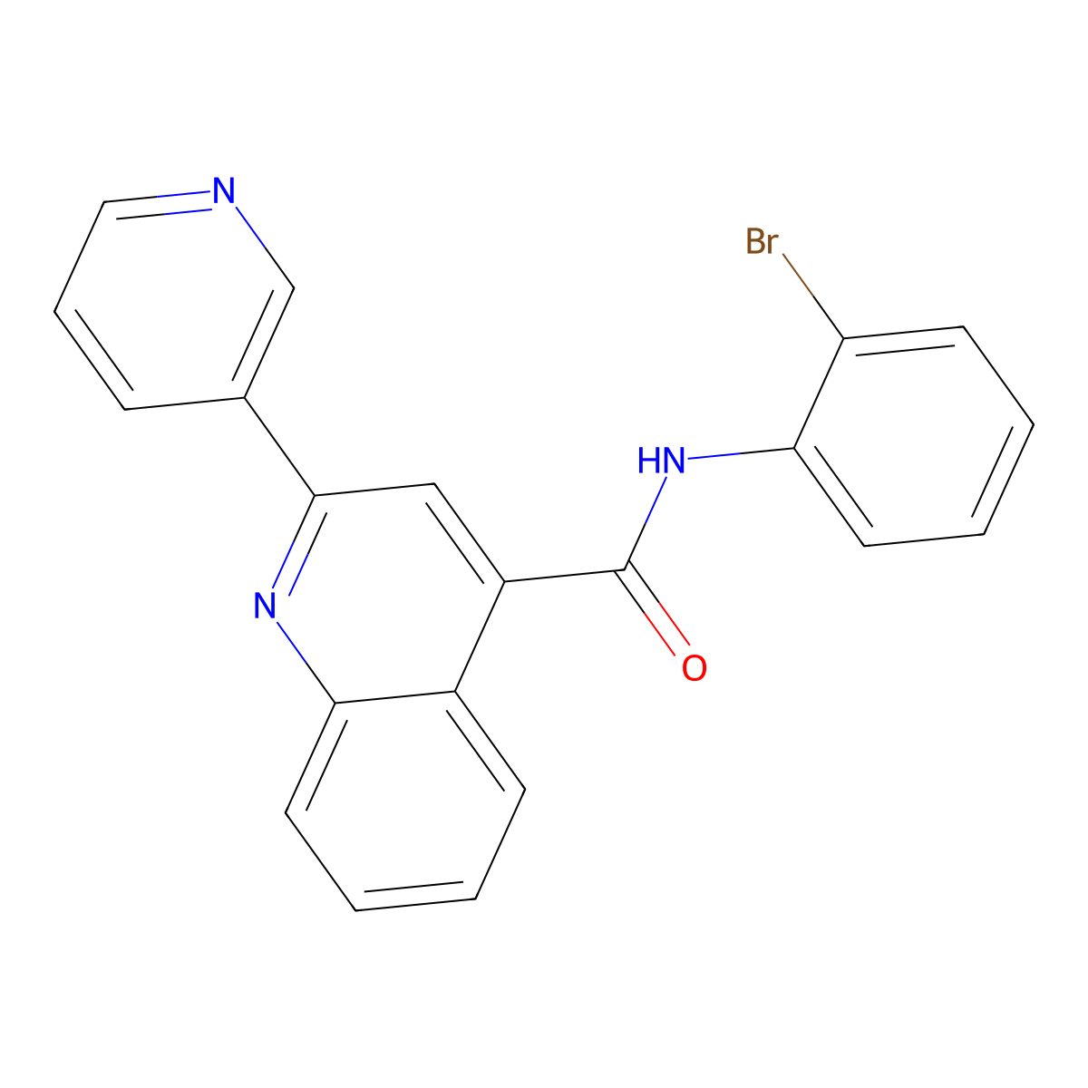 N-(2-bromophenyl)-2-(pyridin-3-yl)quinoline-4-carboxamide molecular structure, CAS 1031573-37-1