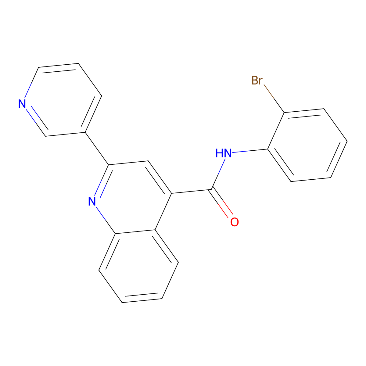 N-(2-bromophenyl)-2-(pyridin-3-yl)quinoline-4-carboxamide molecular structure, CAS 1031573-37-1