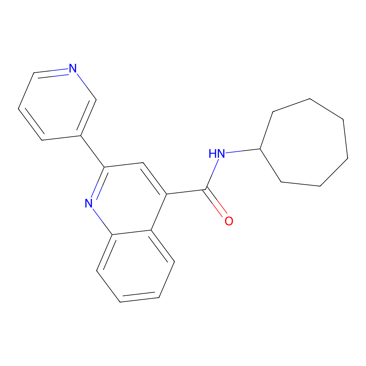 N-cycloheptyl-2-pyridin-3-ylquinoline-4-carboxamide molecular structure, CAS 1031573-41-7