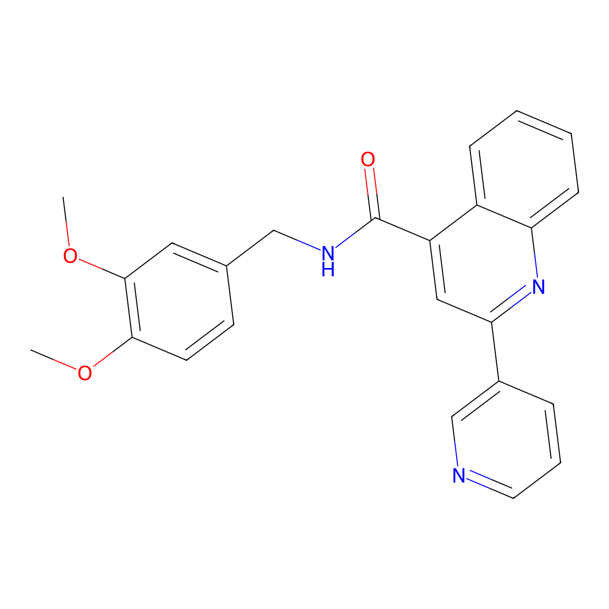 N-(3,4-dimethoxybenzyl)-2-(pyridin-3-yl)quinoline-4-carboxamide molecular structure, CAS 1031573-94-0