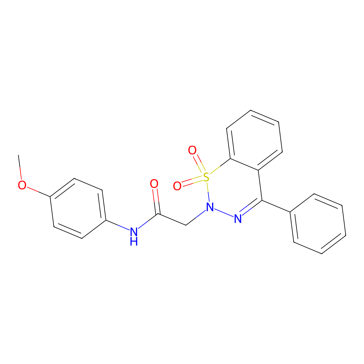 2-(1,1-dioxido-4-phenyl-2H-benzo[e][1,2,3]thiadiazin-2-yl)-N-(4-methoxyphenyl)acetamide molecular structure, CAS 1031574-56-7