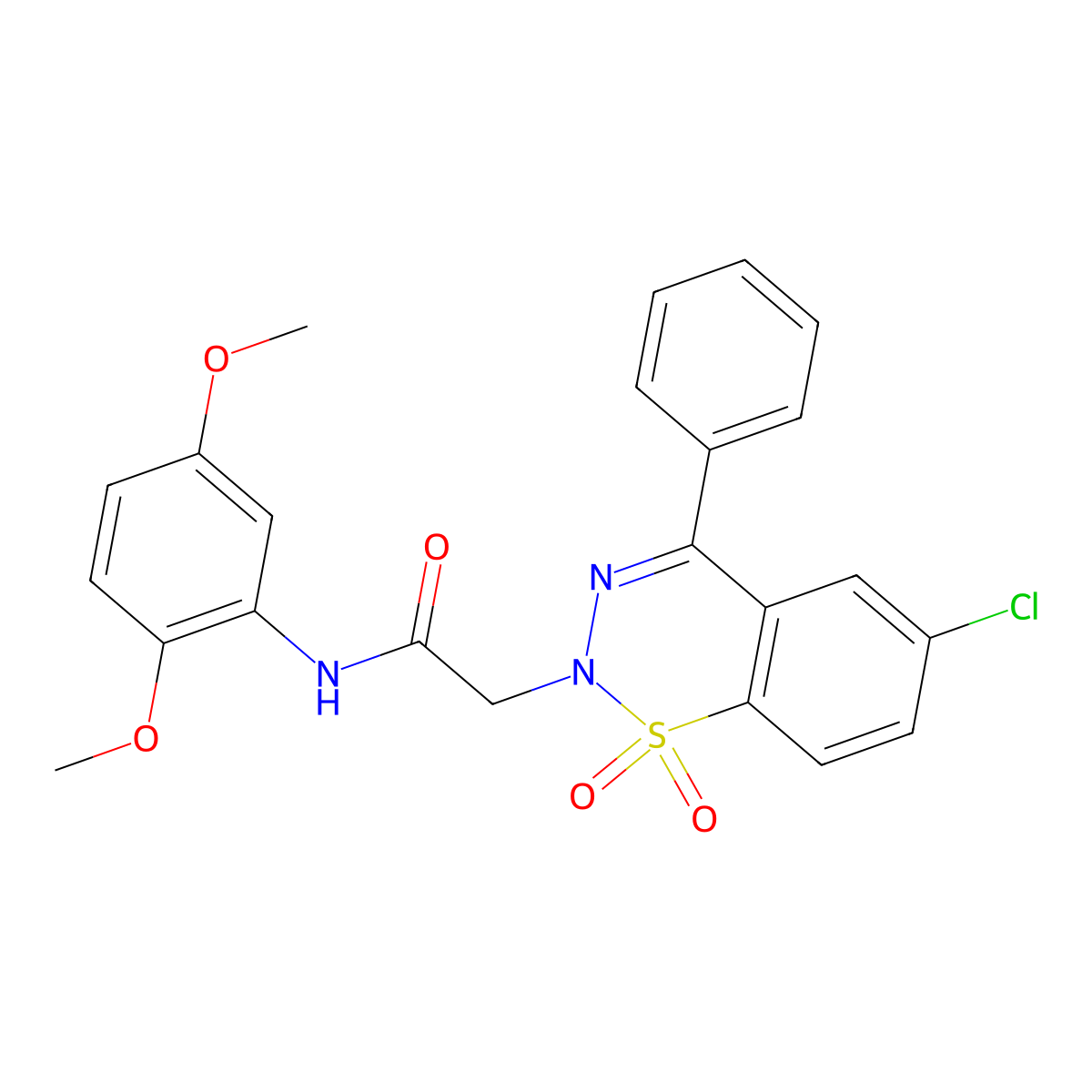 2-(6-chloro-1,1-dioxido-4-phenyl-2H-1,2,3-benzothiadiazin-2-yl)-N-(2,5-dimethoxyphenyl)acetamide molecular structure, CAS 1031574-80-7