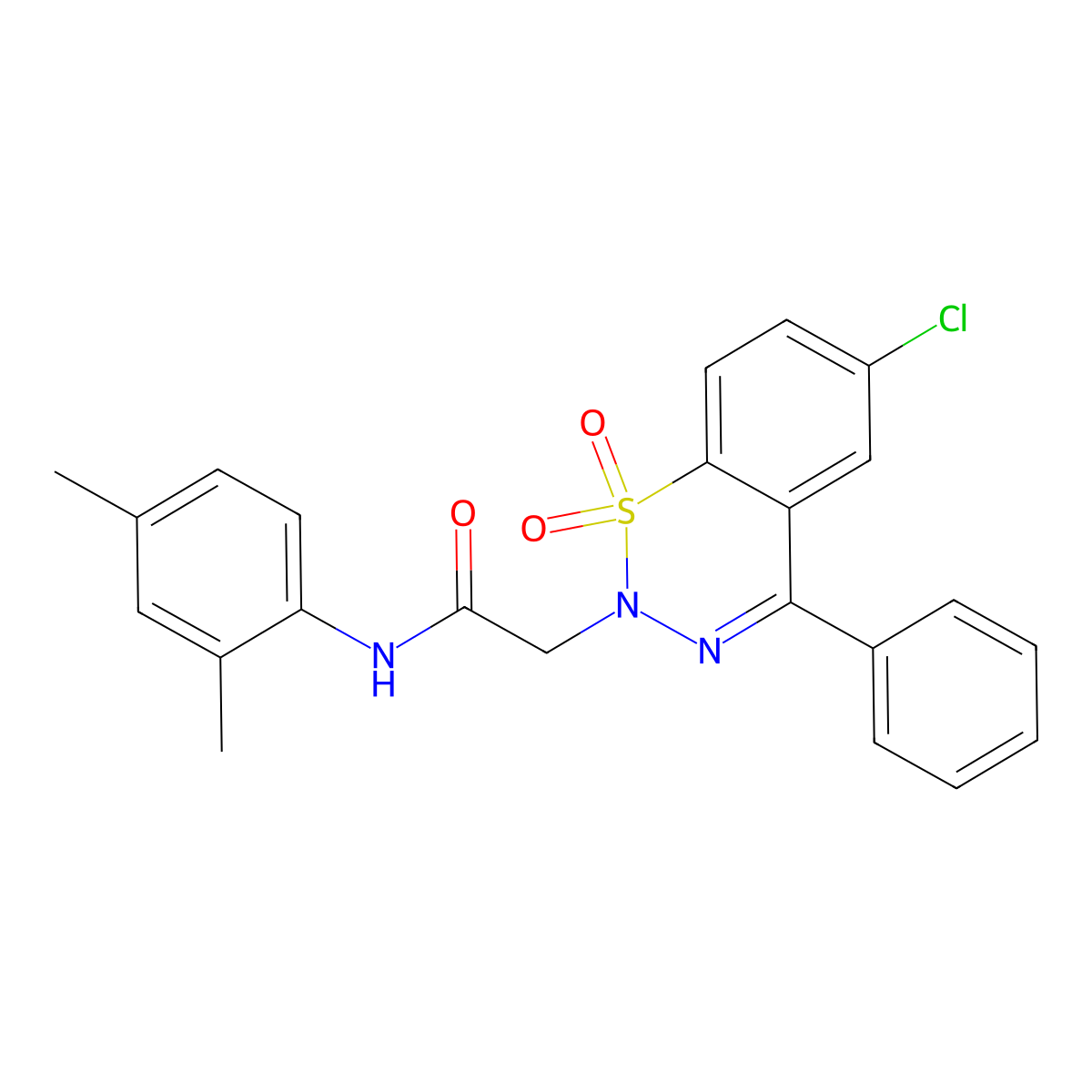 2-(6-chloro-1,1-dioxido-4-phenyl-2H-1,2,3-benzothiadiazin-2-yl)-N-(2,4-dimethylphenyl)acetamide molecular structure, CAS 1031574-86-3
