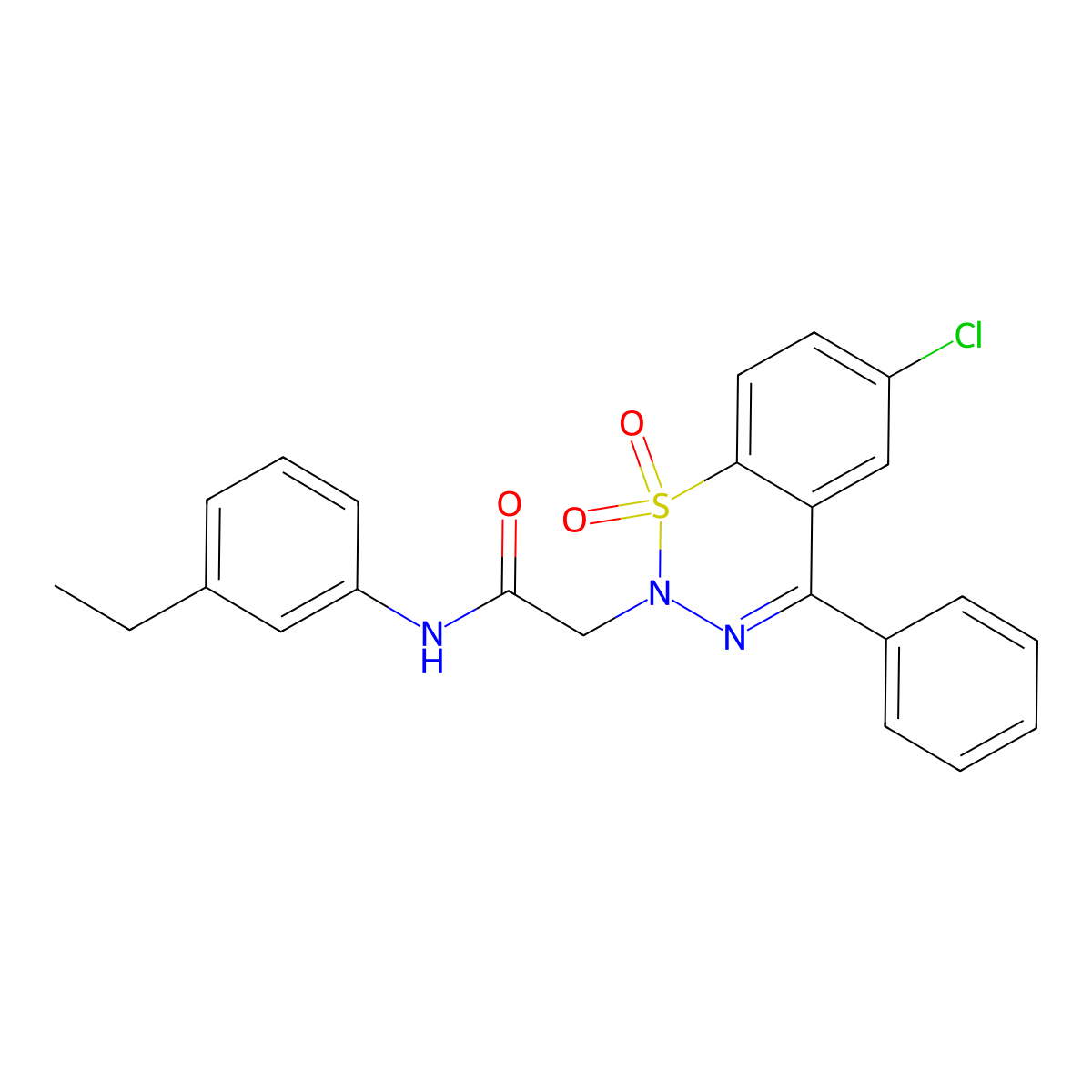 2-(6-chloro-1,1-dioxido-4-phenyl-2H-1,2,3-benzothiadiazin-2-yl)-N-(3-ethylphenyl)acetamide molecular structure, CAS 1031574-92-1