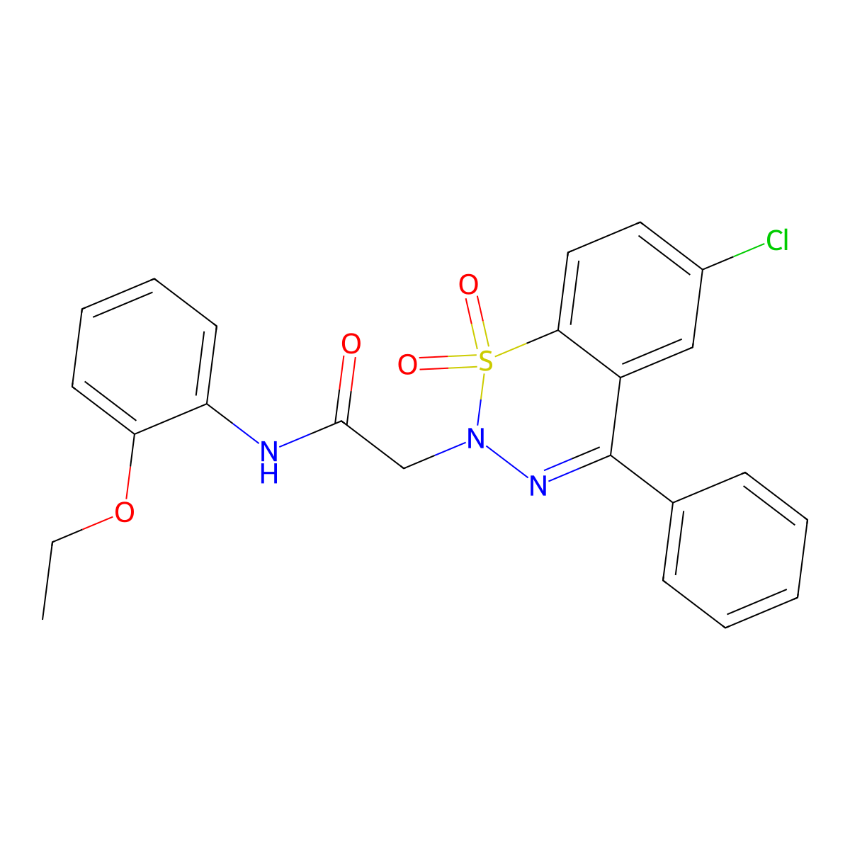 2-(6-chloro-1,1-dioxido-4-phenyl-2H-1,2,3-benzothiadiazin-2-yl)-N-(2-ethoxyphenyl)acetamide molecular structure, CAS 1031574-95-4