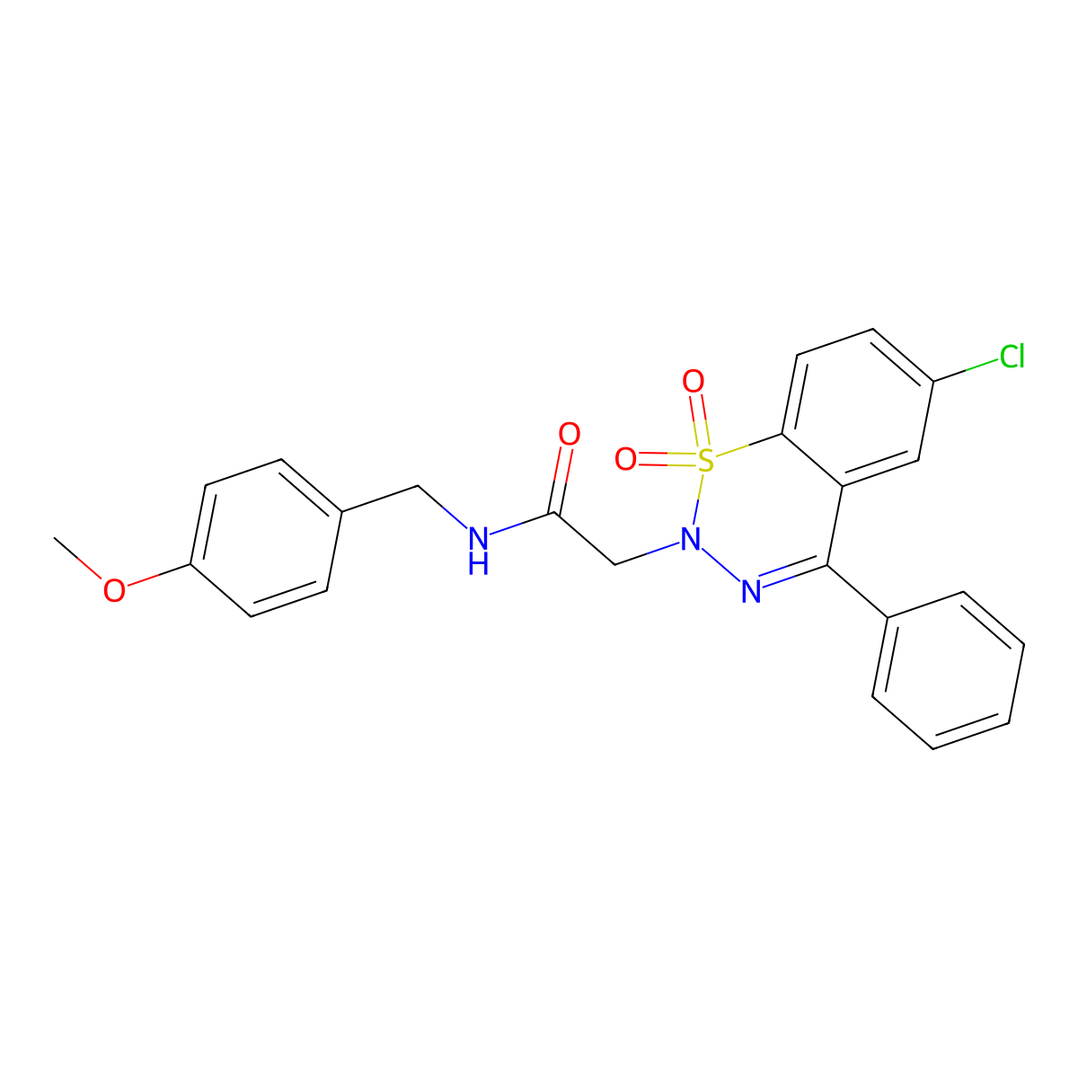 2-(6-chloro-1,1-dioxido-4-phenyl-2H-1,2,3-benzothiadiazin-2-yl)-N-(4-methoxybenzyl)acetamide molecular structure, CAS 1031575-03-7