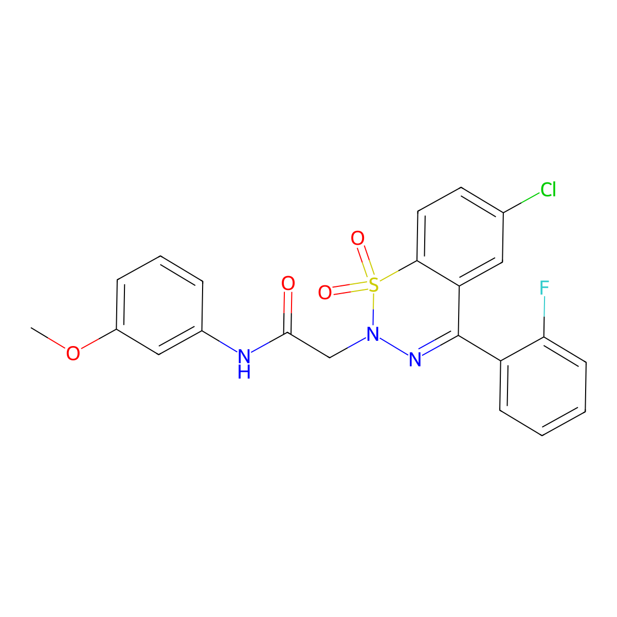 2-[6-chloro-4-(2-fluorophenyl)-1,1-dioxido-2H-1,2,3-benzothiadiazin-2-yl]-N-(3-methoxyphenyl)acetamide molecular structure, CAS 1031575-19-5
