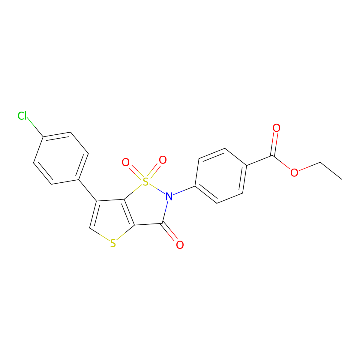 ethyl 4-[6-(4-chlorophenyl)-1,1-dioxido-3-oxothieno[2,3-d][1,2]thiazol-2(3H)-yl]benzoate molecular structure, CAS 1031577-98-6