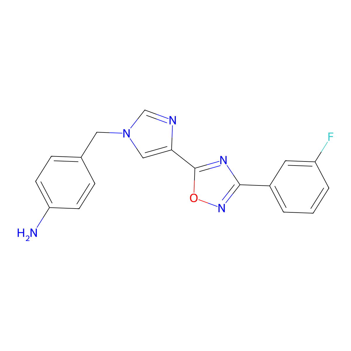 4-((4-(3-(3-fluorophenyl)-1,2,4-oxadiazol-5-yl)-1H-imidazol-1-yl)methyl)aniline molecular structure, CAS 1031578-13-8