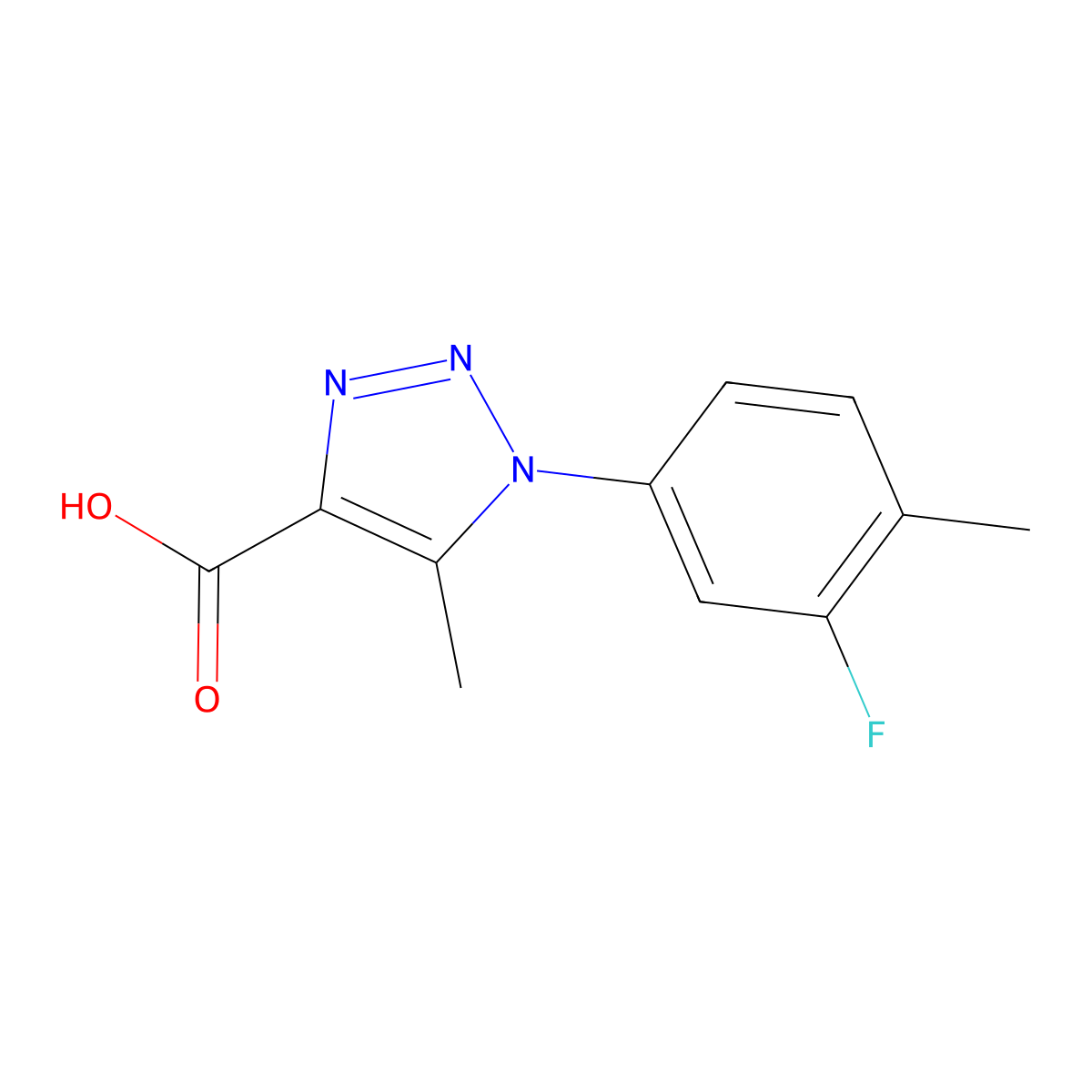 1-(3-fluoro-4-methylphenyl)-5-methyl-1H-1,2,3-triazole-4-carboxylic acid molecular structure, CAS 1031578-62-7