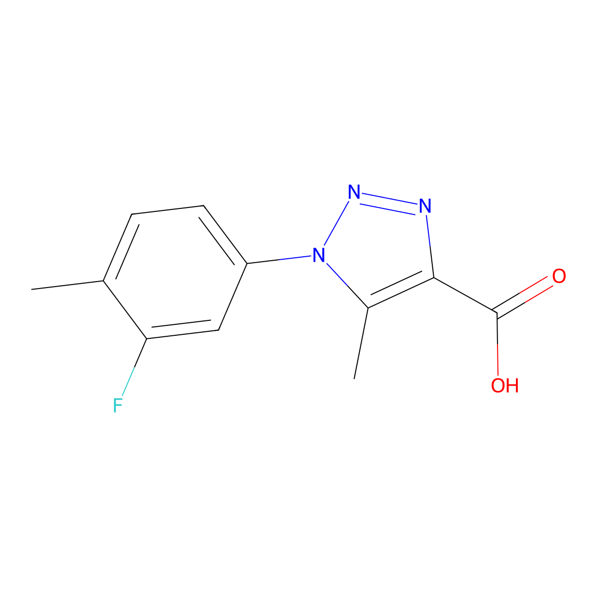 1-(3-fluoro-4-methylphenyl)-5-methyl-1H-1,2,3-triazole-4-carboxylic acid molecular structure, CAS 1031578-62-7