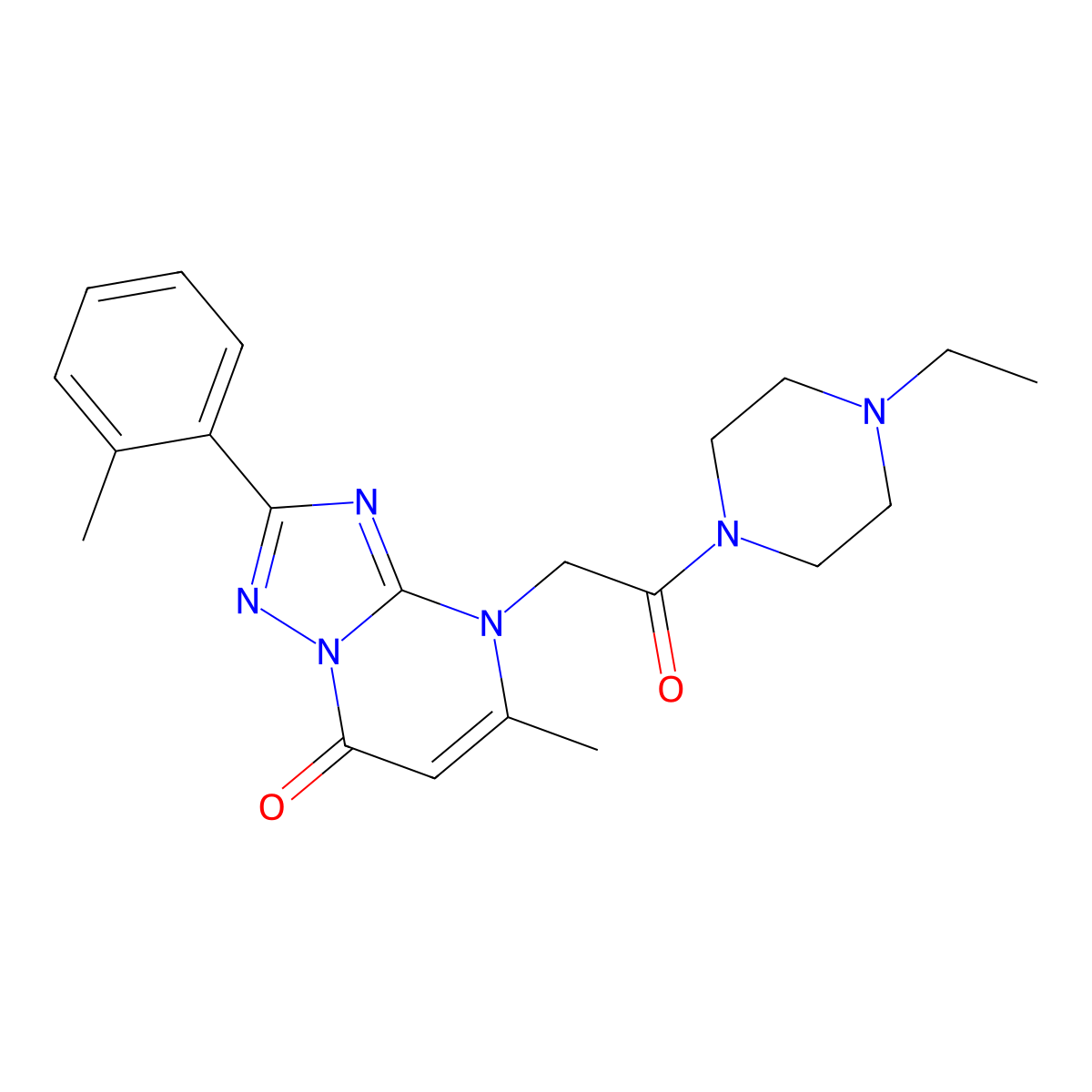 4-[2-(4-ethylpiperazin-1-yl)-2-oxoethyl]-5-methyl-2-(2-methylphenyl)[1,2,4]triazolo[1,5-a]pyrimidin-7(4H)-one molecular structure, CAS 1031582-51-0