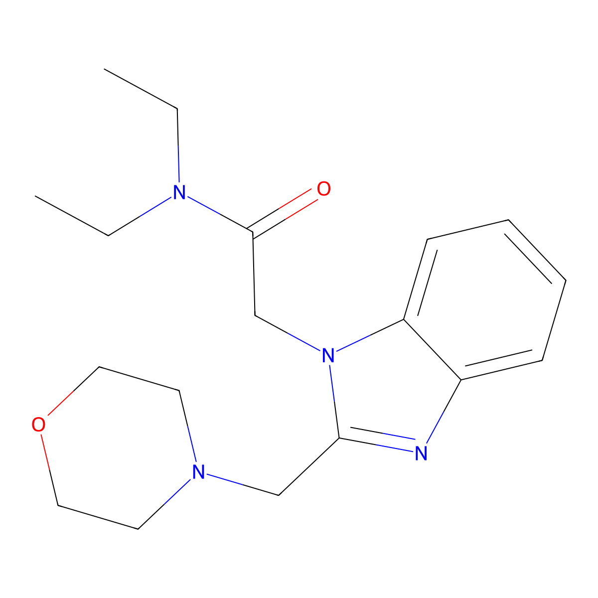 N,N-diethyl-2-[2-(morpholin-4-ylmethyl)benzimidazolyl]acetamide molecular structure, CAS 1031583-38-6