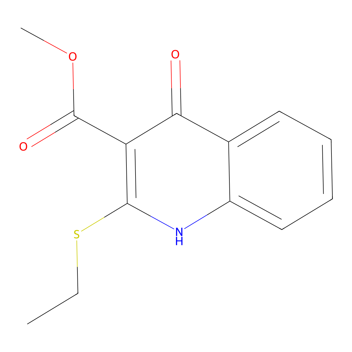 Methyl 2-(ethylthio)-4-oxo-1,4-dihydroquinoline-3-carboxylate molecular structure, CAS 1031585-49-5
