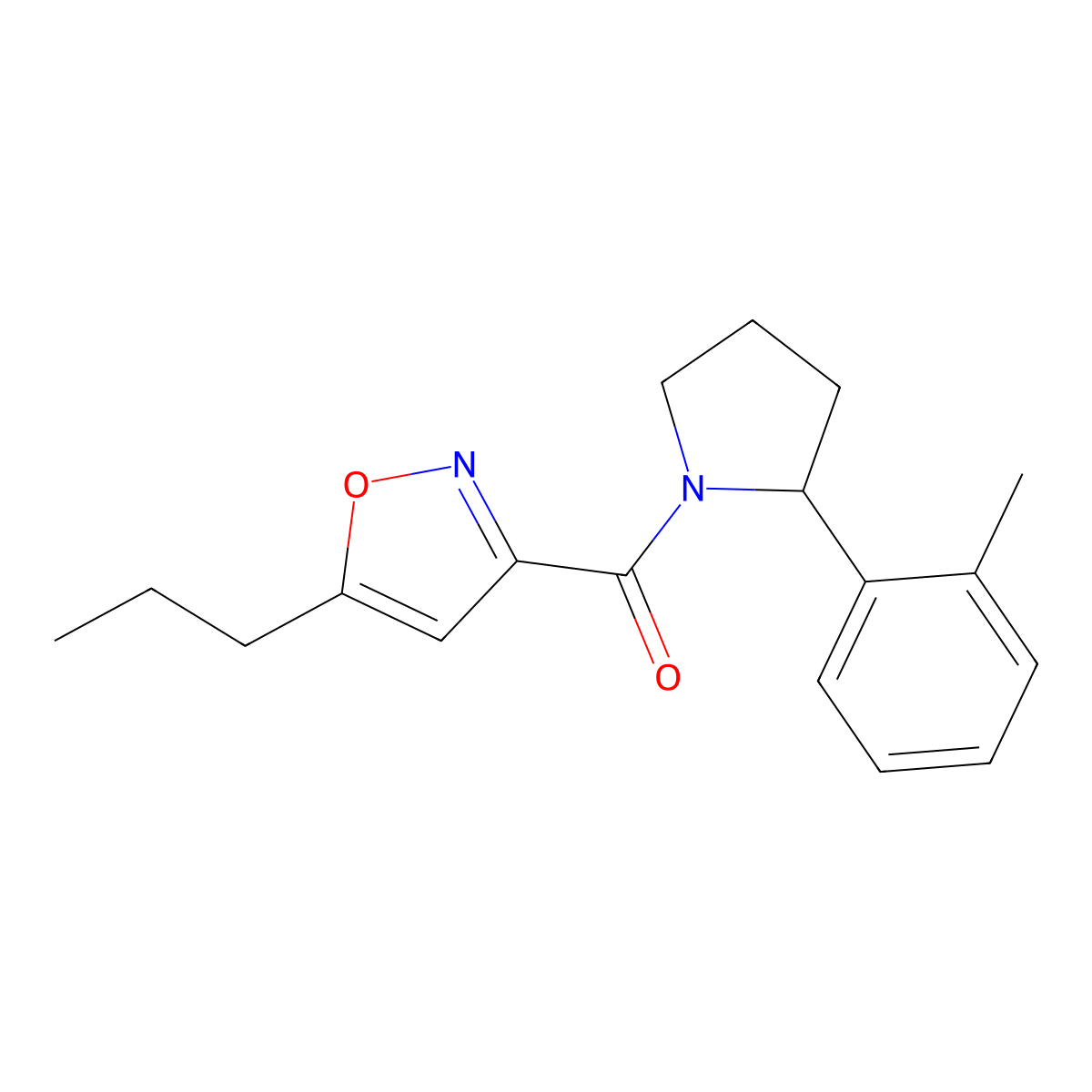 3-[2-(2-Methylphenyl)pyrrolidine-1-carbonyl]-5-propyl-1,2-oxazole molecular structure, CAS 1031585-88-2