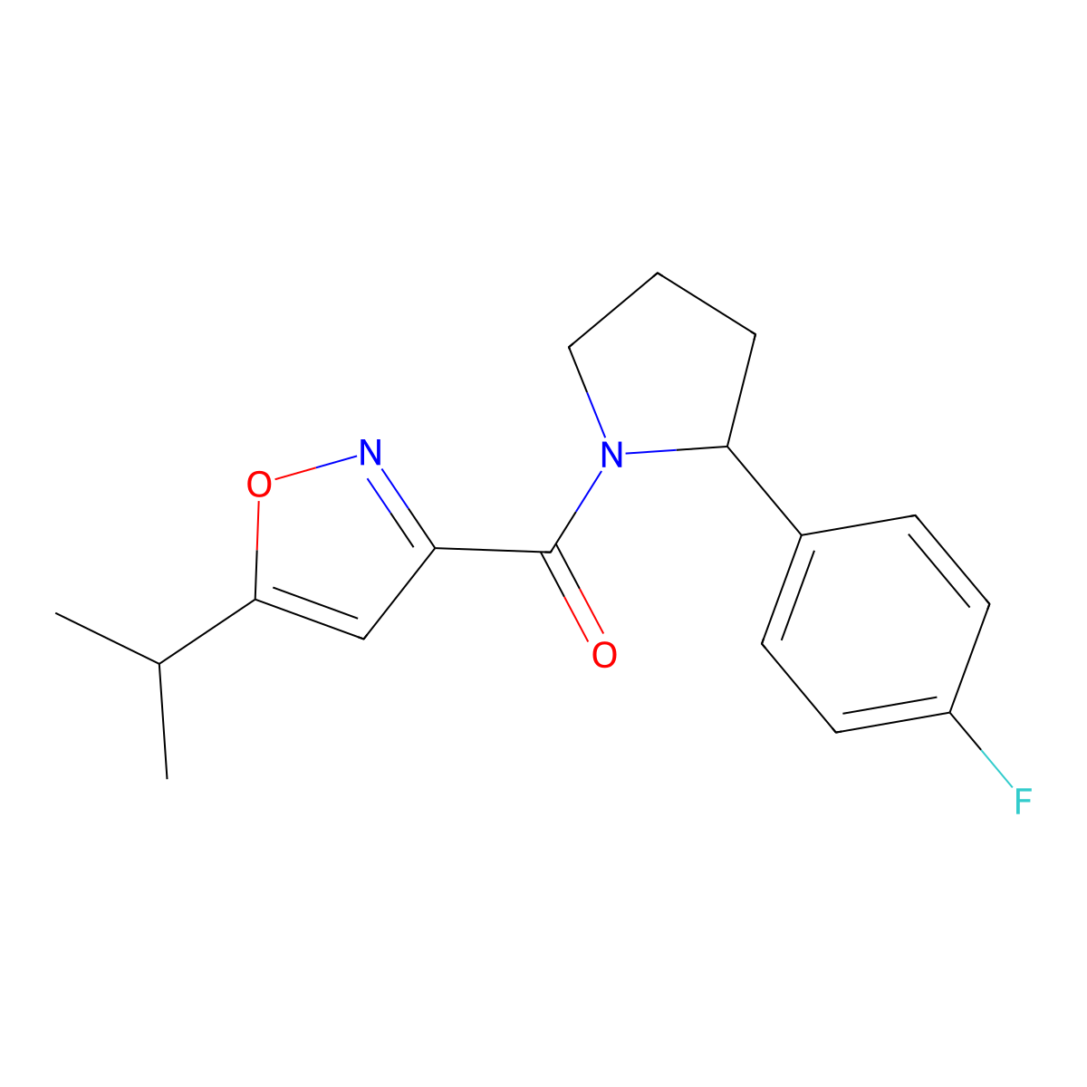 3-[2-(4-Fluorophenyl)pyrrolidine-1-carbonyl]-5-(propan-2-yl)-1,2-oxazole molecular structure, CAS 1031586-01-2
