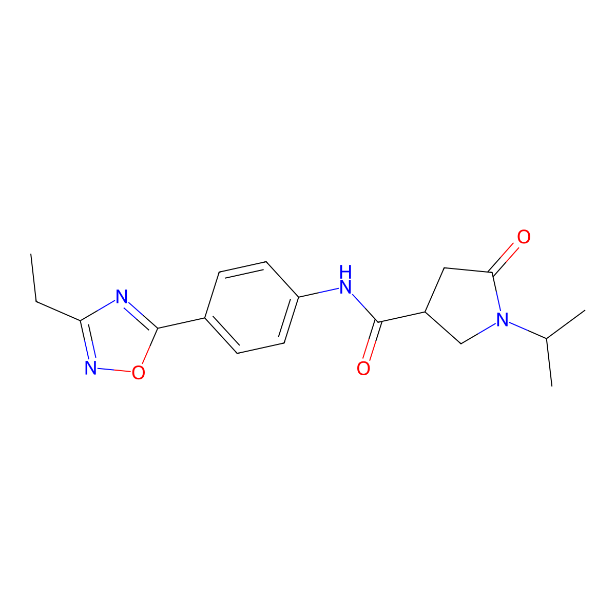 N-(4-(3-Ethyl-1,2,4-oxadiazol-5-yl)phenyl)-1-isopropyl-5-oxopyrrolidine-3-carboxamide molecular structure, CAS 1031586-40-9