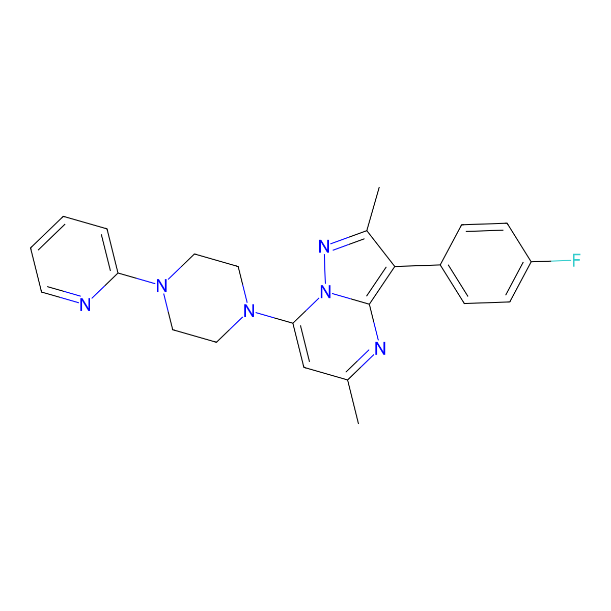 3-(4-Fluorophenyl)-2,5-dimethyl-7-(4-pyridin-2-ylpiperazin-1-yl)pyrazolo[1,5-a]pyrimidine molecular structure, CAS 1031598-32-9
