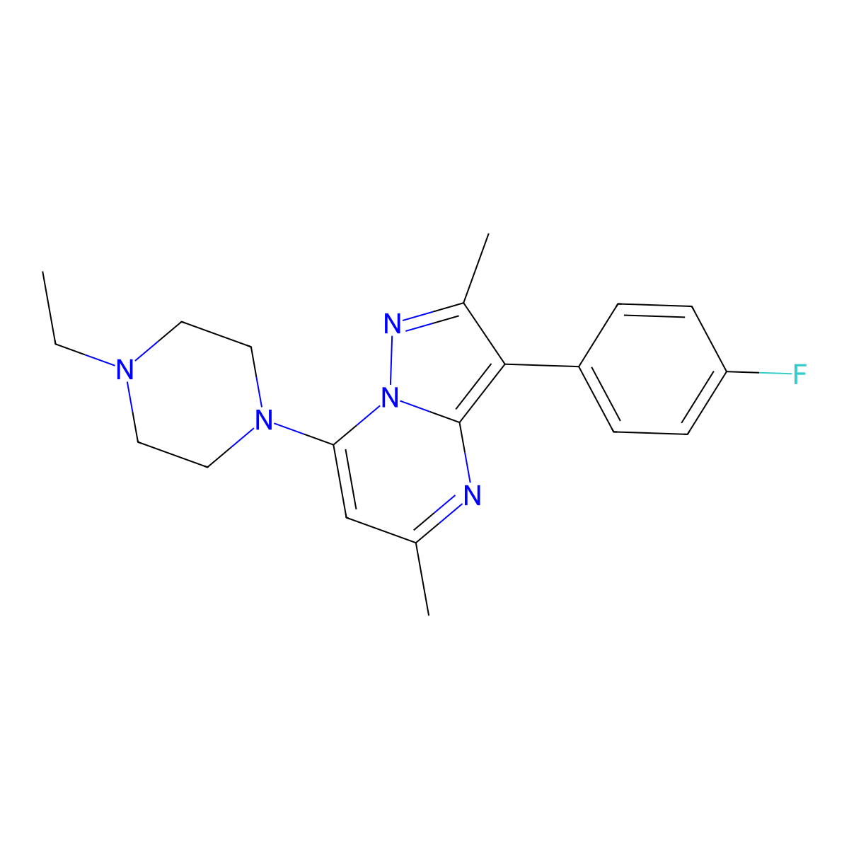 7-(4-Ethylpiperazin-1-yl)-3-(4-fluorophenyl)-2,5-dimethylpyrazolo[1,5-a]pyrimidine molecular structure, CAS 1031598-56-7