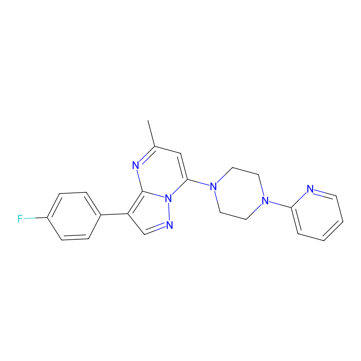 3-(4-Fluorophenyl)-5-methyl-7-(4-pyridin-2-ylpiperazin-1-yl)pyrazolo[1,5-a]pyrimidine molecular structure, CAS 1031598-62-5