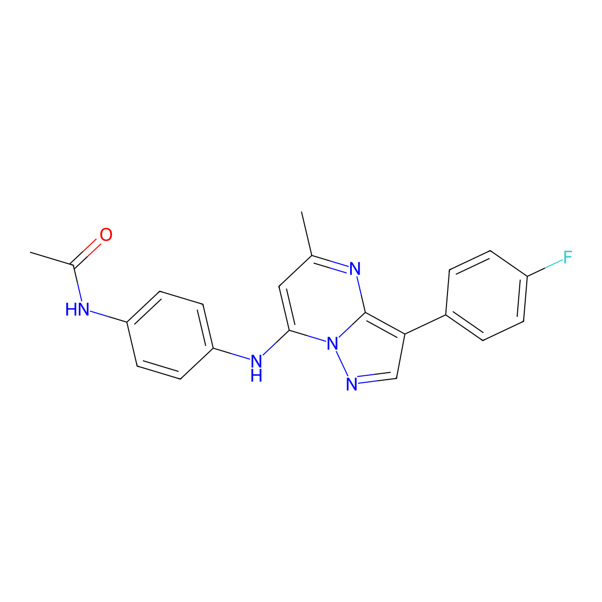 N-(4-{[3-(4-fluorophenyl)-5-methylpyrazolo[1,5-a]pyrimidin-7-yl]amino}phenyl)acetamide molecular structure, CAS 1031598-73-8