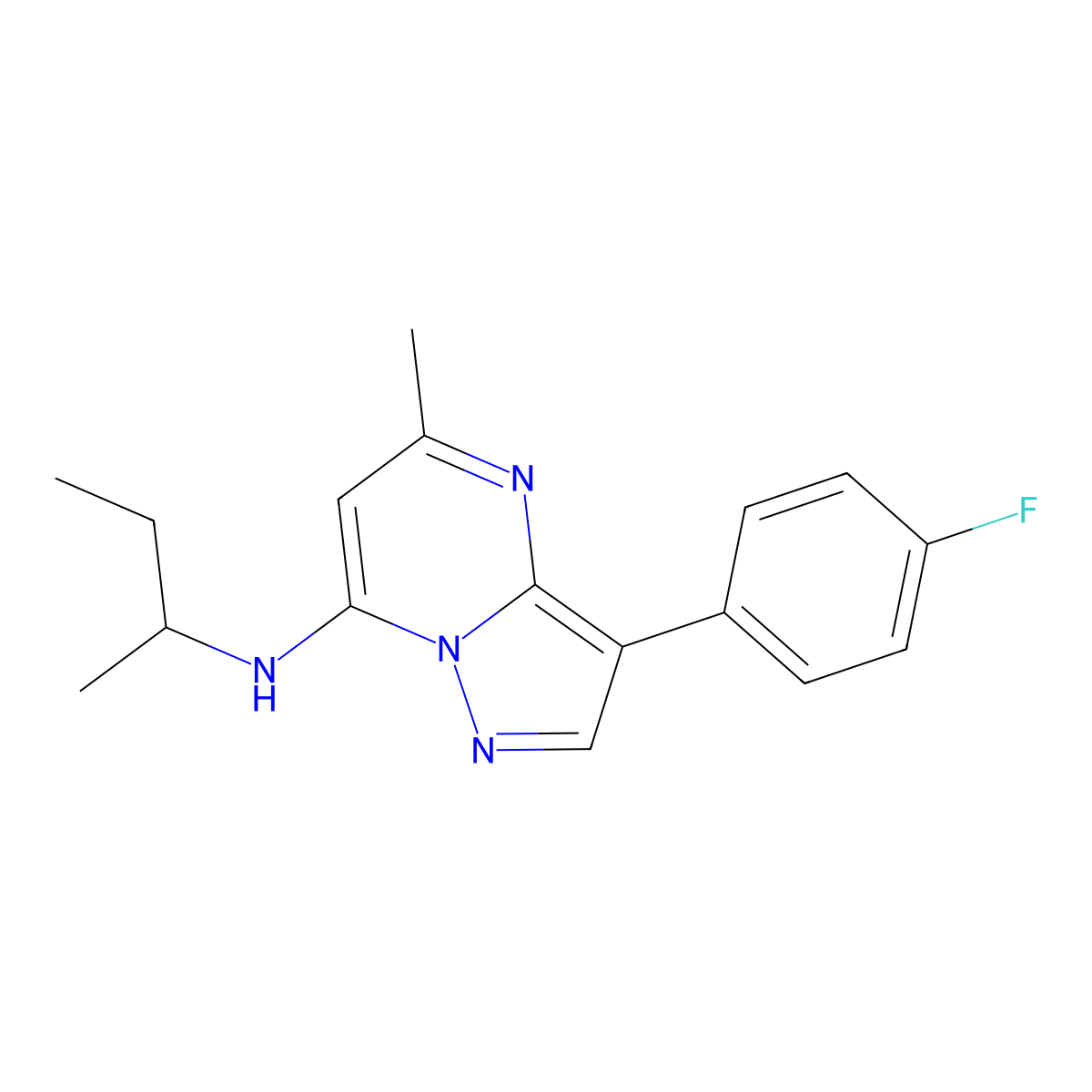N-(butan-2-yl)-3-(4-fluorophenyl)-5-methylpyrazolo[1,5-a]pyrimidin-7-amine molecular structure, CAS 1031598-85-2