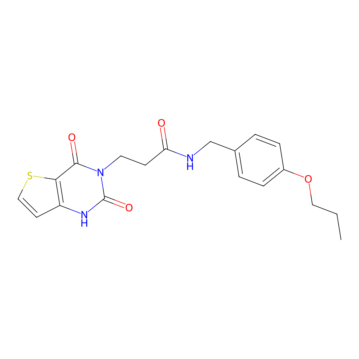 3-(2,4-dioxo-1,2-dihydrothieno[3,2-d]pyrimidin-3(4H)-yl)-N-(4-propoxybenzyl)propanamide molecular structure, CAS 1031599-03-7