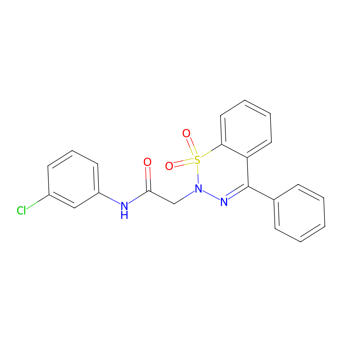 N-(3-chlorophenyl)-2-(1,1-dioxido-4-phenyl-2H-1,2,3-benzothiadiazin-2-yl)acetamide molecular structure, CAS 1031599-07-1