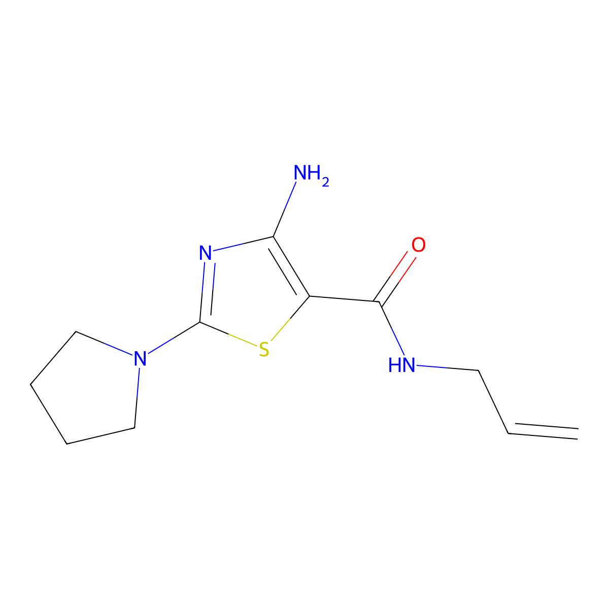 4-amino-N-(prop-2-en-1-yl)-2-(pyrrolidin-1-yl)-1,3-thiazole-5-carboxamide molecular structure, CAS 1031600-02-8