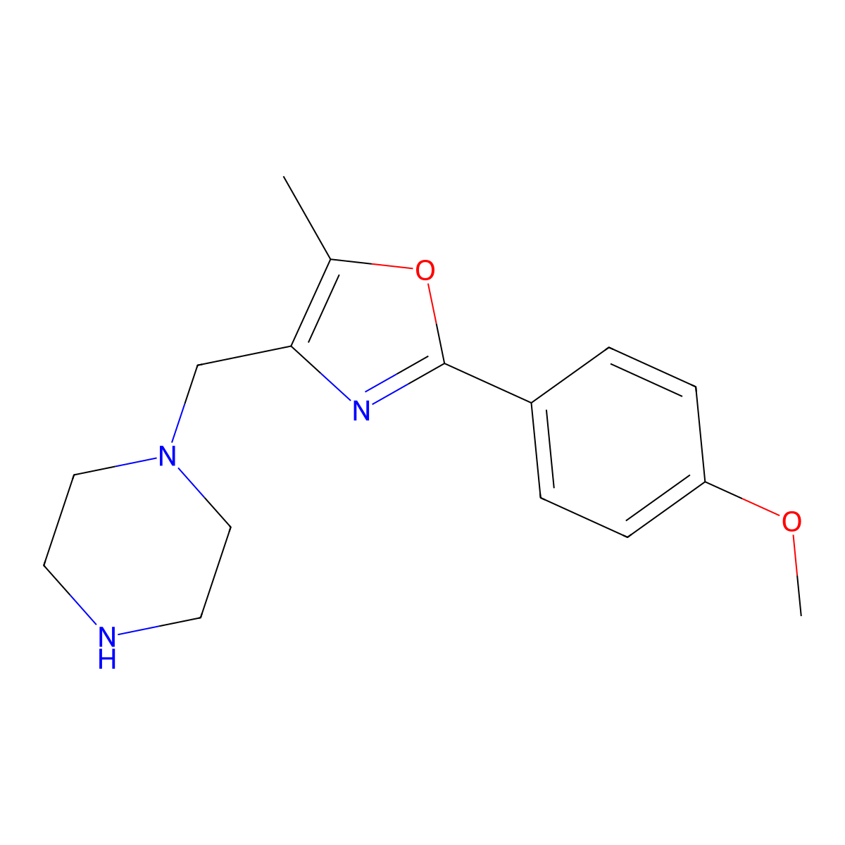 1-{[2-(4-Methoxyphenyl)-5-methyl-1,3-oxazol-4-yl]methyl}piperazine molecular structure, CAS 1031600-16-4