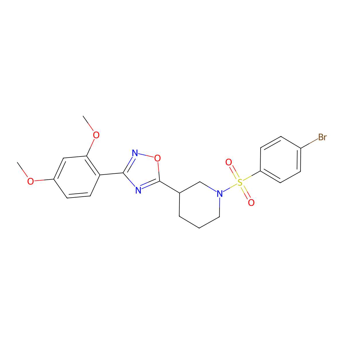 1-(4-Bromobenzenesulfonyl)-3-[3-(2,4-dimethoxyphenyl)-1,2,4-oxadiazol-5-yl]piperidine molecular structure, CAS 1031600-66-4