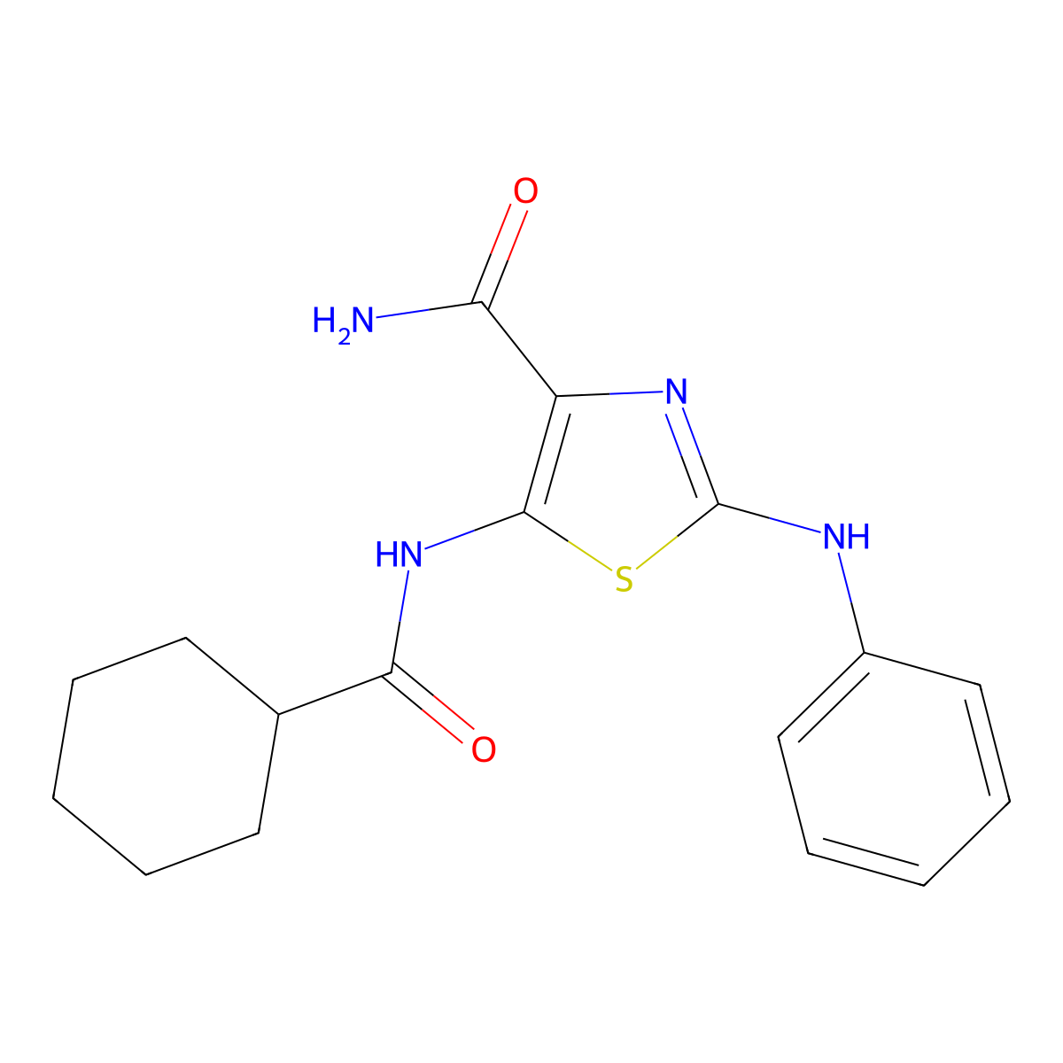 5-(Cyclohexanecarboxamido)-2-(phenylamino)thiazole-4-carboxamide molecular structure, CAS 1031602-63-7