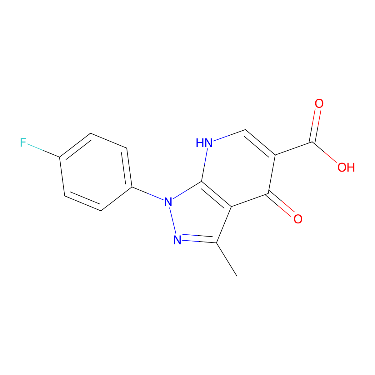 1-(4-fluorophenyl)-4-hydroxy-3-methyl-1H-pyrazolo[3,4-b]pyridine-5-carboxylic acid molecular structure, CAS 1031605-61-4