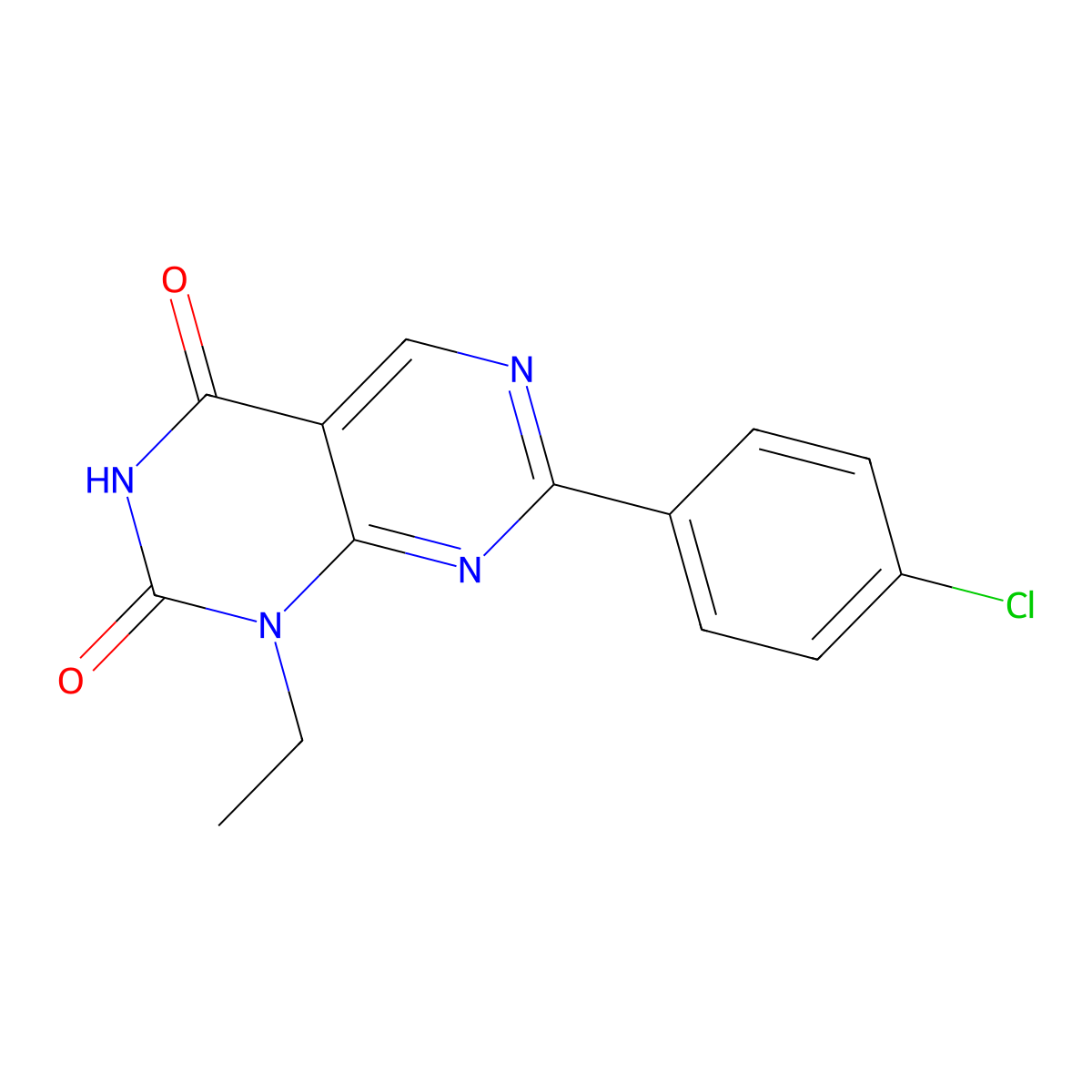 7-(4-Chlorophenyl)-1-ethylpyrimido[4,5-d]pyrimidine-2,4(1H,3H)-dione molecular structure, CAS 1031605-64-7