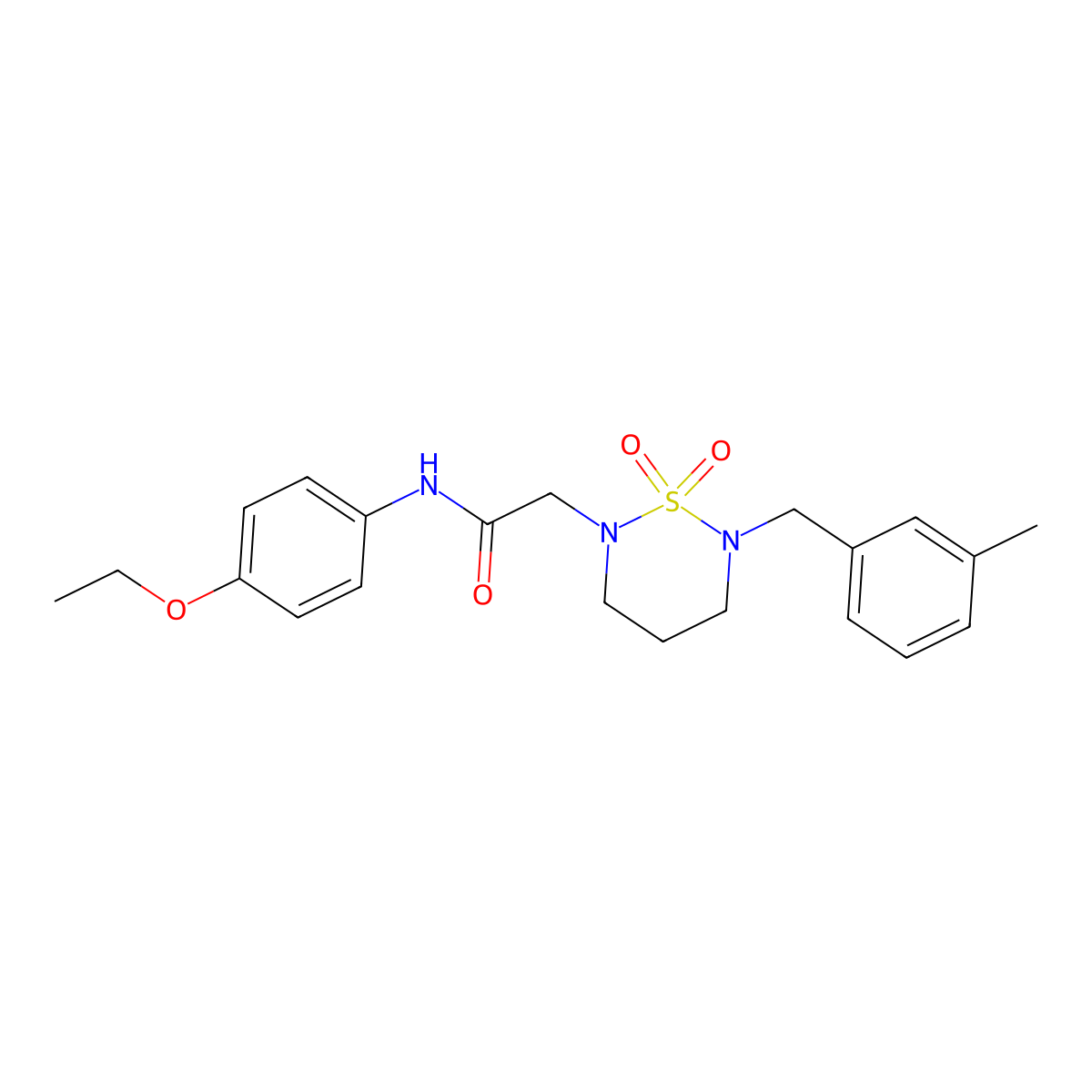 N-(4-ethoxyphenyl)-2-(6-(3-methylbenzyl)-1,1-dioxido-1,2,6-thiadiazinan-2-yl)acetamide molecular structure, CAS 1031605-73-8