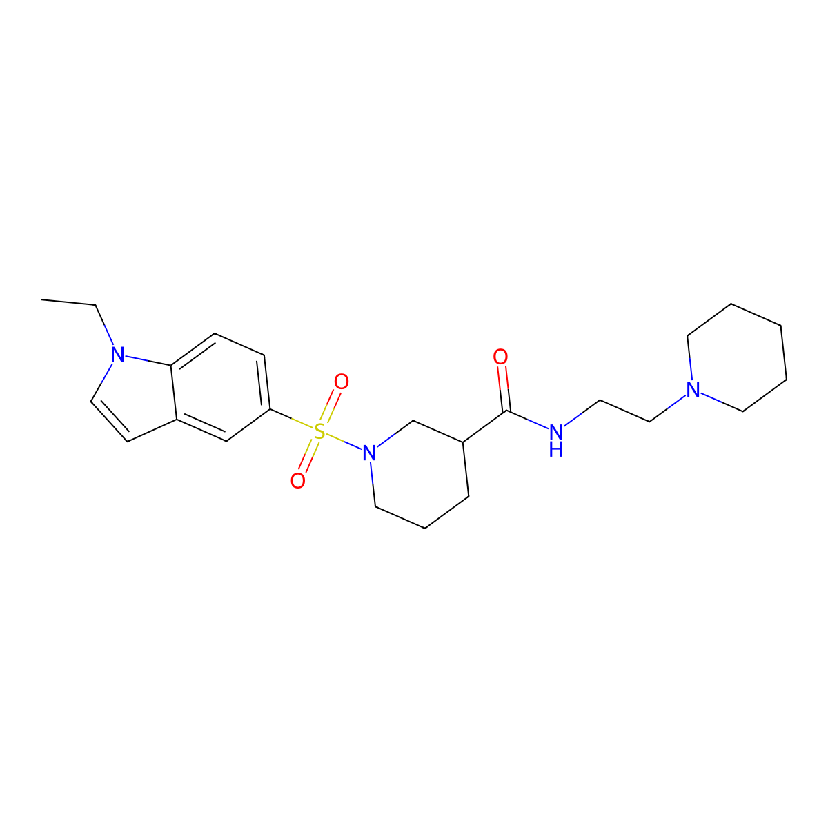 1-[(1-ethyl-1H-indol-5-yl)sulfonyl]-N-(2-piperidin-1-ylethyl)piperidine-3-carboxamide molecular structure, CAS 1031605-85-2