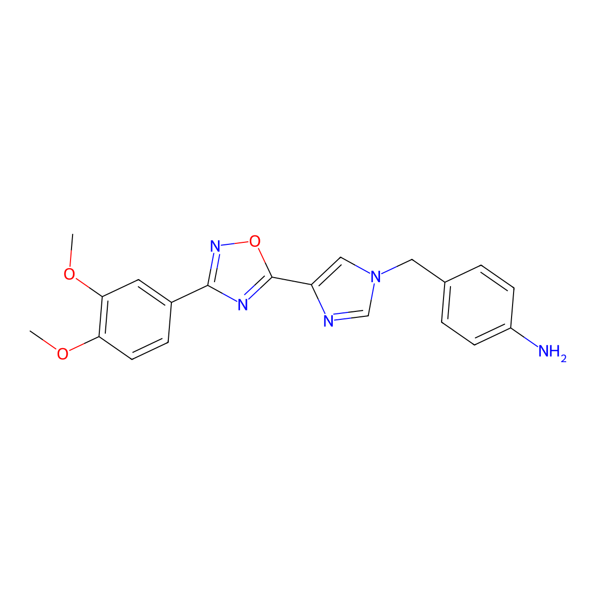 4-({4-[3-(3,4-dimethoxyphenyl)-1,2,4-oxadiazol-5-yl]-1H-imidazol-1-yl}methyl)aniline molecular structure, CAS 1031606-14-0