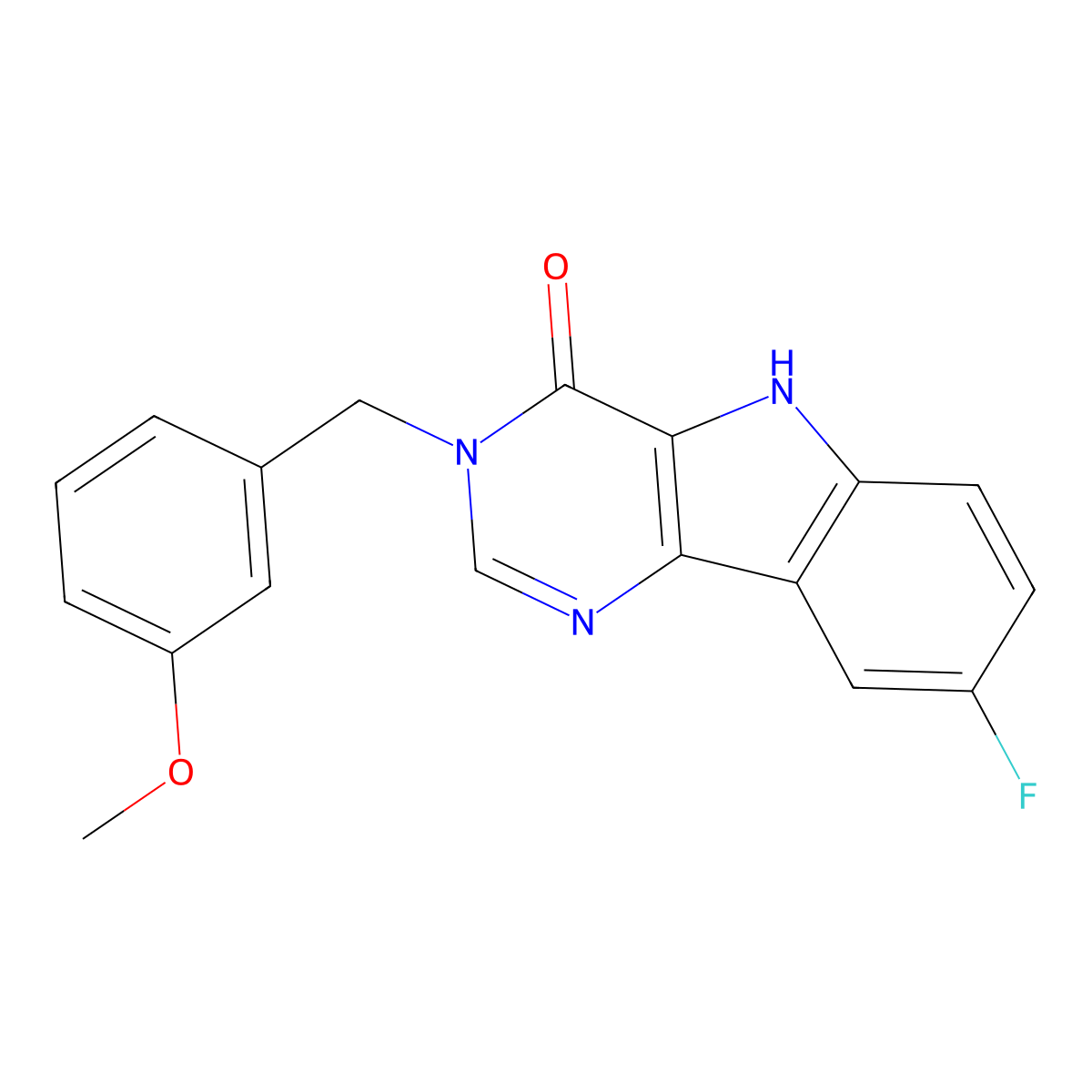8-fluoro-3-(3-methoxybenzyl)-3,5-dihydro-4H-pyrimido[5,4-b]indol-4-one molecular structure, CAS 1031606-23-1