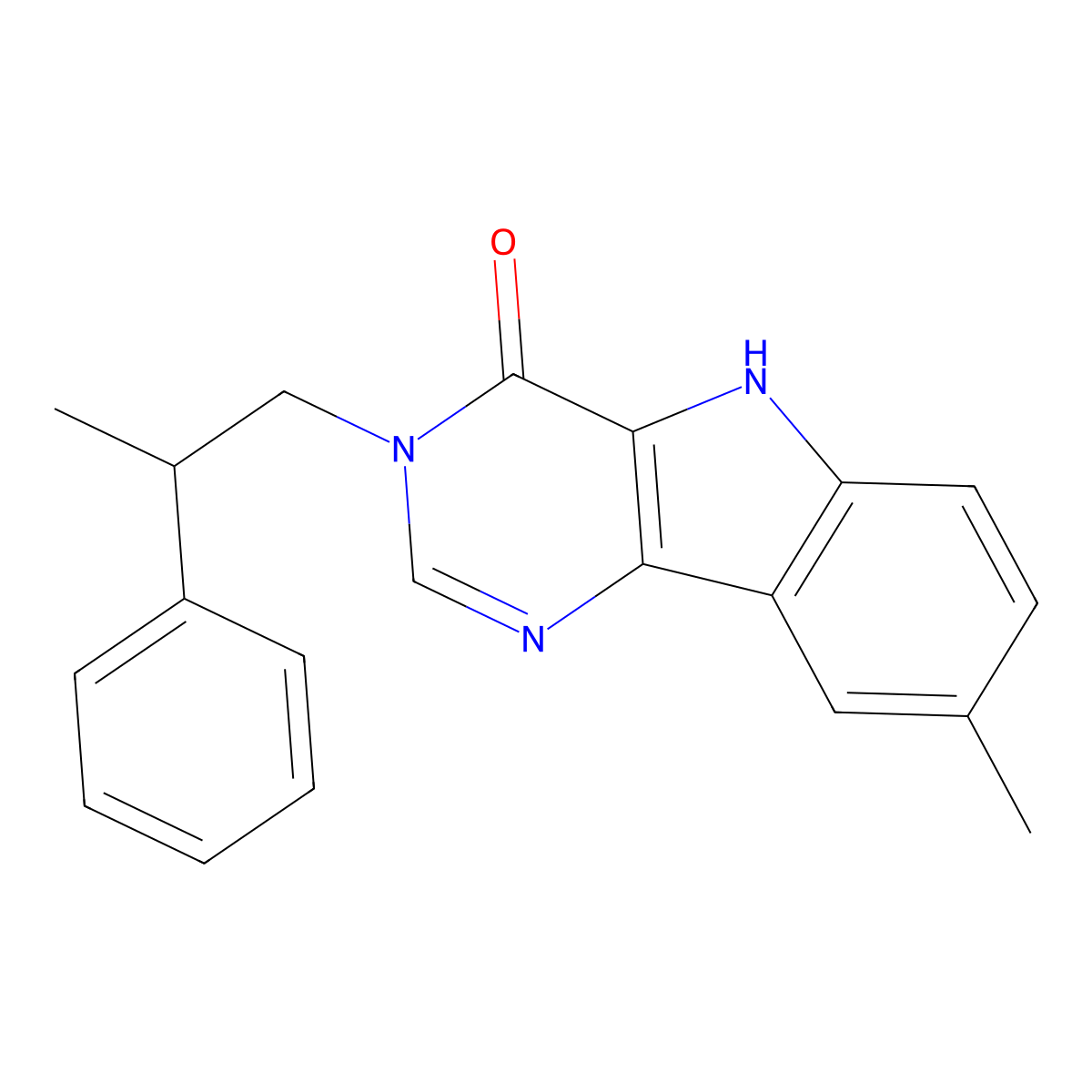 8-methyl-3-(2-phenylpropyl)-3,5-dihydro-4H-pyrimido[5,4-b]indol-4-one molecular structure, CAS 1031606-26-4