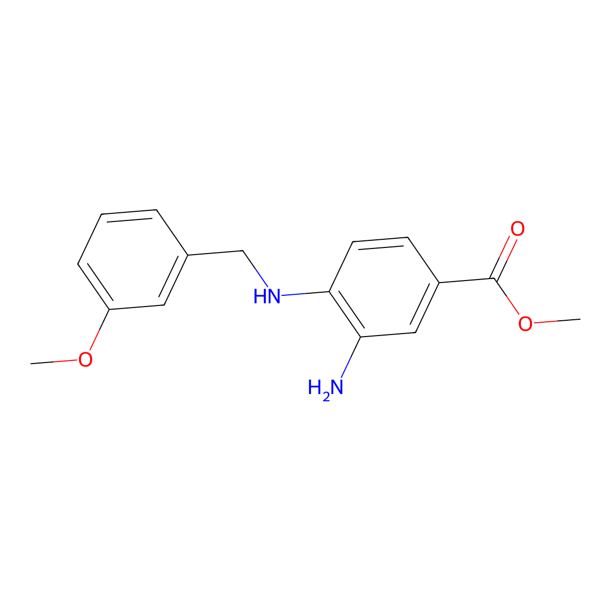 Methyl 3-amino-4-[[(3-methoxyphenyl)methyl]amino]benzoate molecular structure, CAS 1031611-34-3