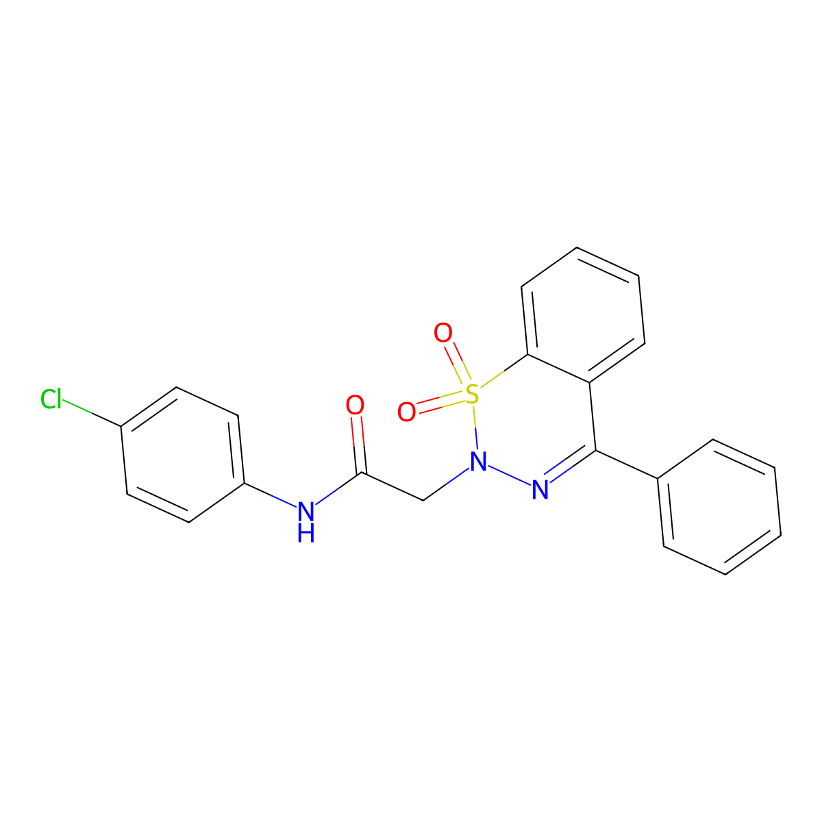 N-(4-chlorophenyl)-2-(1,1-dioxido-4-phenyl-2H-1,2,3-benzothiadiazin-2-yl)acetamide molecular structure, CAS 1031618-87-7