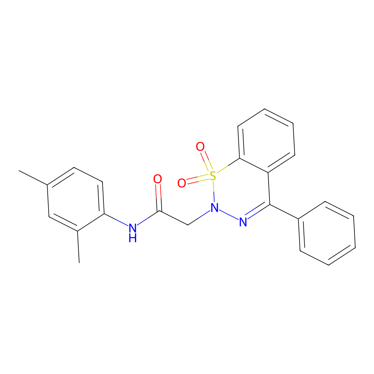 N-(2,4-dimethylphenyl)-2-(1,1-dioxido-4-phenyl-2H-benzo[e][1,2,3]thiadiazin-2-yl)acetamide molecular structure, CAS 1031618-93-5