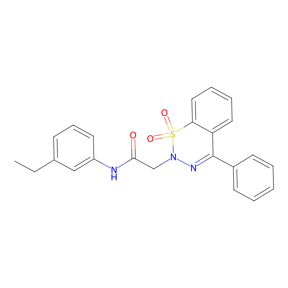 2-(1,1-dioxido-4-phenyl-2H-1,2,3-benzothiadiazin-2-yl)-N-(3-ethylphenyl)acetamide molecular structure, CAS 1031618-96-8