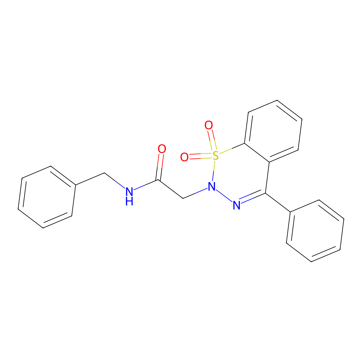 N-benzyl-2-(1,1-dioxido-4-phenyl-2H-1,2,3-benzothiadiazin-2-yl)acetamide molecular structure, CAS 1031618-98-0